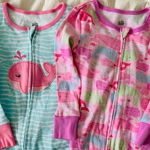 Two onesie whale PJs - size 3T
